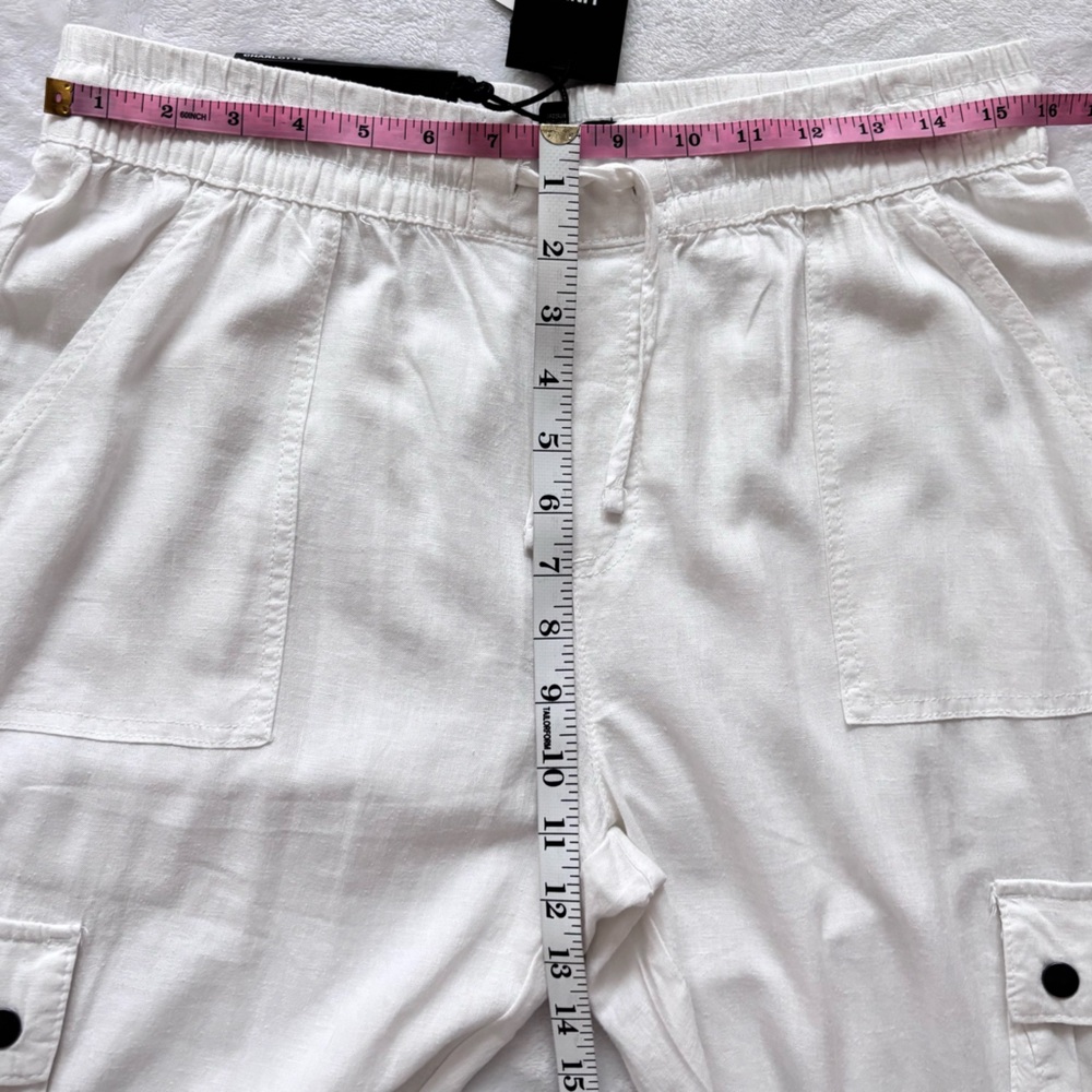 SILVER JEANS Charlotte High Waisted Straight Leg White Cargo Jogger--NWT--L - Picture 15 of 16
